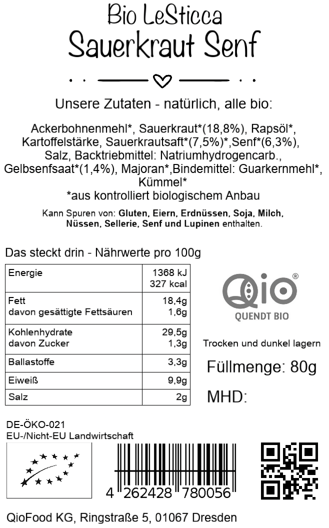No.1 STICCA Sauerkraut Senf 80g